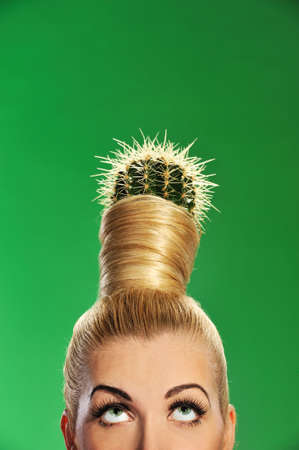  Woman with cactus in her hair 
の写真素材
