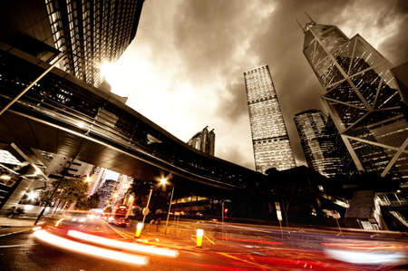 Fast moving cars at nightの写真素材