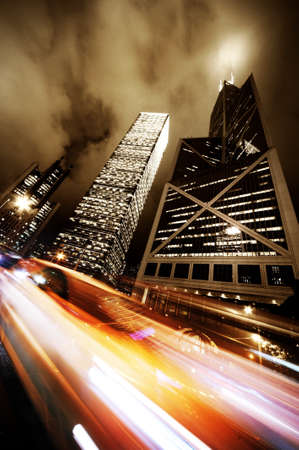 Fast moving cars at nightの写真素材
