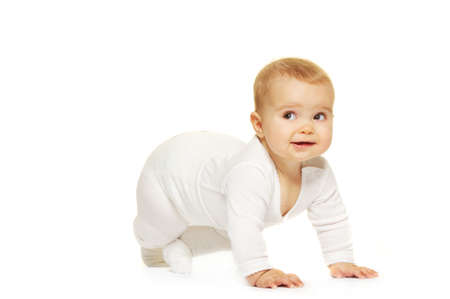 Adorable baby isolated on whiteの写真素材