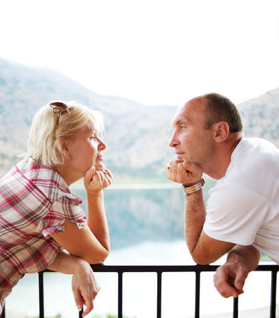 Middle aged couple outdoorsの写真素材