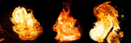 Fire explosion isolated on black background