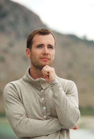 Handsome man outdoorsの写真素材