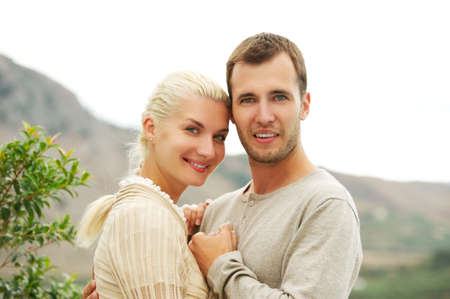 Young couple in love outdoors