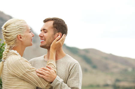 Young couple in love outdoors