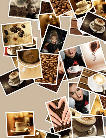 Coffee set. Retro collageの写真素材