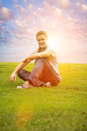 Handsome man outdoorsの写真素材