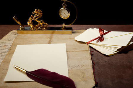 Blank letter on a tableの写真素材