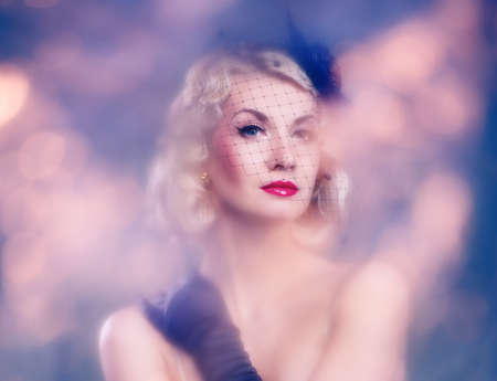 Beautiful woman retro portraitの写真素材