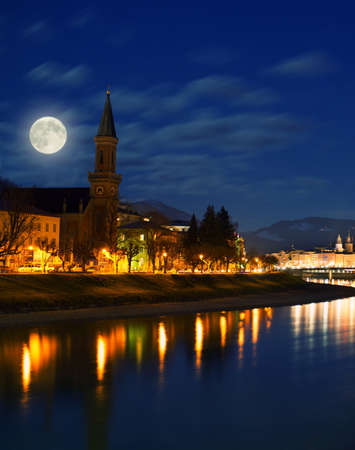 Salzburg city view at night.の写真素材