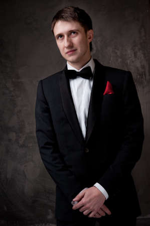 Young man wearing tuxedo.の写真素材