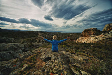 Woman on a Cap de Creus.の写真素材