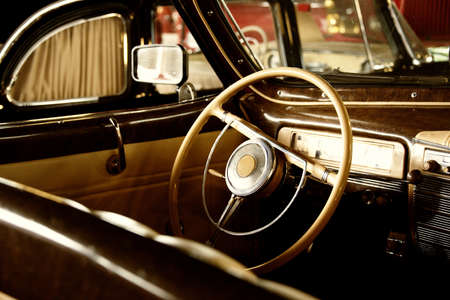Retro car interiorの写真素材