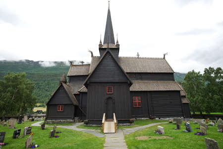 Stave church (Stavkirke) in Norwayのeditorial素材