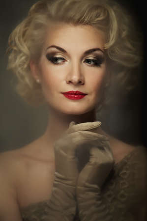 Retro woman portraitの写真素材