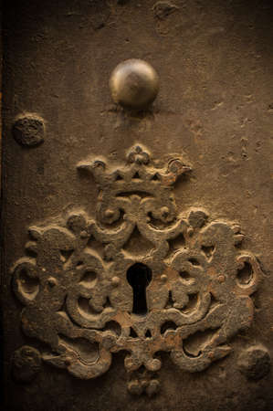 Vintage metal key holeの写真素材