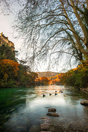Beautiful river in Fontaine-de-Vaucluse, Franceの写真素材