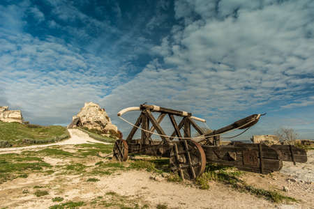Old catapult in Les Baux-de-Provence, Franceの写真素材