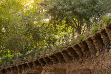 Man made clay balcony in a park Gaudiの写真素材