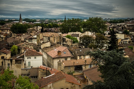 View over rooftops of Avignon town, Franceの写真素材