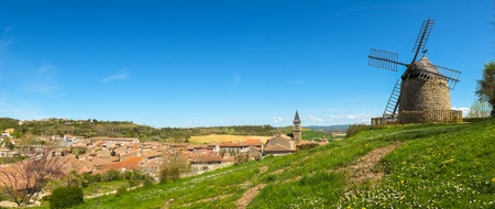 Panoramic view of old Lautrec village, France の写真素材