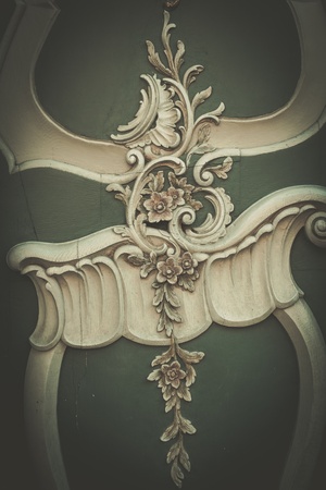 Wooden decoration on a wallの写真素材