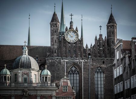 View over old cathedral in Gdansk city, Poland