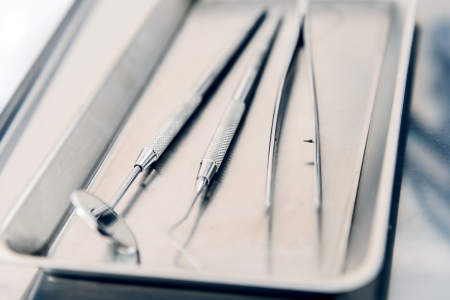 Metal dental tools close-upの写真素材