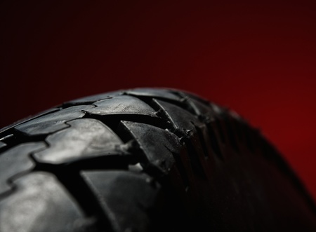 Close-up shot of classical motorcycle tire tread の写真素材