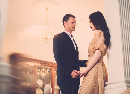 Young couple in luxury home interiorの写真素材