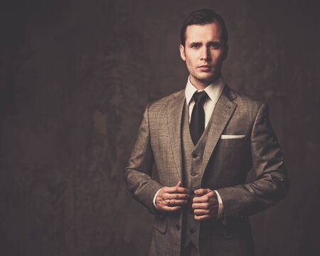 Well-dressed man in grey suitの写真素材