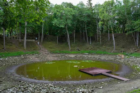 Small lake in meteor craterの写真素材
