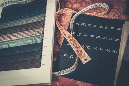 Cloth samples for custom made suitsの写真素材