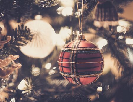 Decorated beautiful Christmas treeの写真素材