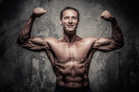Middle-aged man with muscular bodyの写真素材