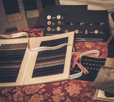 Cloth samples for custom made suitsの写真素材