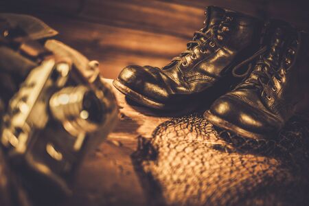 Sea travellers concept in wooden interiorの写真素材