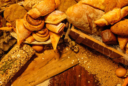 Homemade baked goods on a tableの写真素材