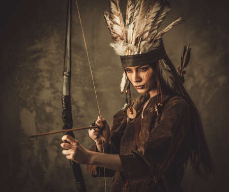 Indian woman warrior with bow