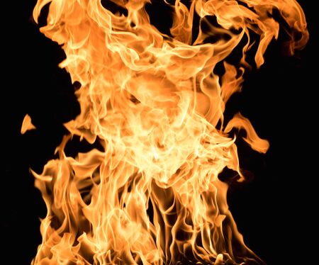 Burning flame on black background