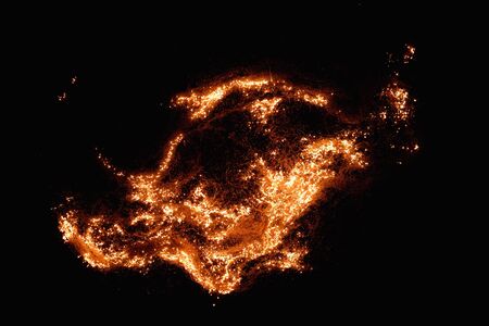 Burning flame on black background
