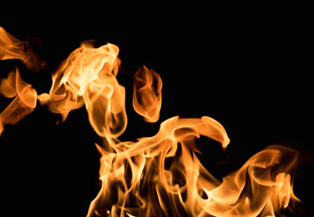 Burning flame on black backgroundの写真素材