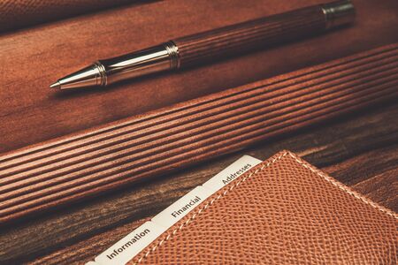 Luxurious rollerball pen and desk padの写真素材