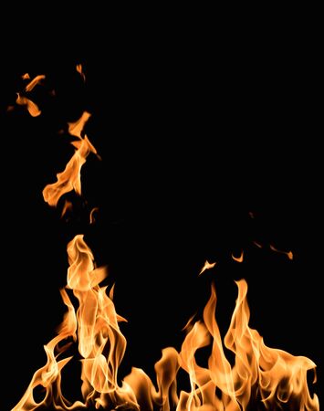 Burning flame on black backgroundの写真素材