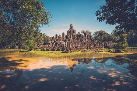 Prasat Bayon Temple in Angkor Thom, near Siem Reap, Cambodiaの写真素材