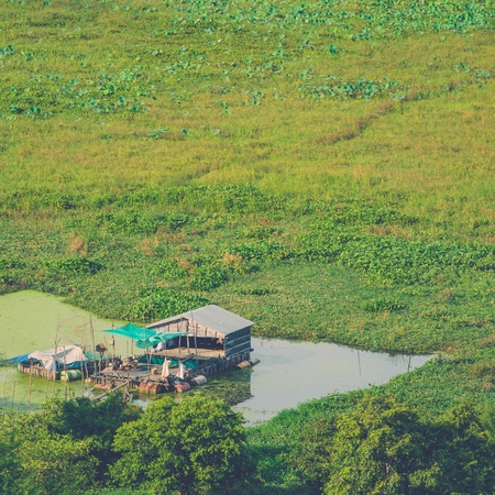 Floating village Phnom Krom, Siem Reap, Cambodiaの写真素材