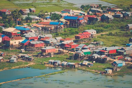Floating village Phnom Krom, Siem Reap, Cambodiaの写真素材