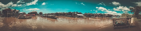 Panorama of floating village Kompong Phluk, Siem Reap, Cambodiaの写真素材