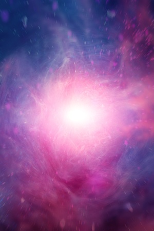 Blue pink clouds with spiritual light in the middleの写真素材