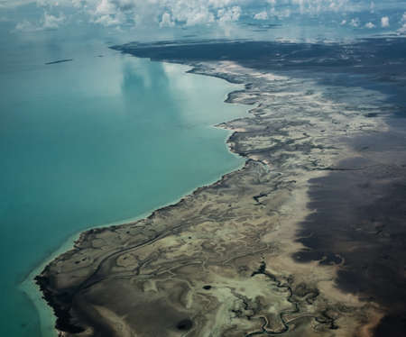 Aerial view of uninhabited Bahamas islands.